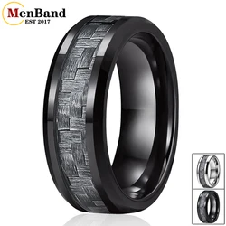 MenBand Fashion 6mm 8mm Tungsten Carbide Rings Men Women Engagement Wedding Band Gray Carbon Fiber Inlay Comfort Fit