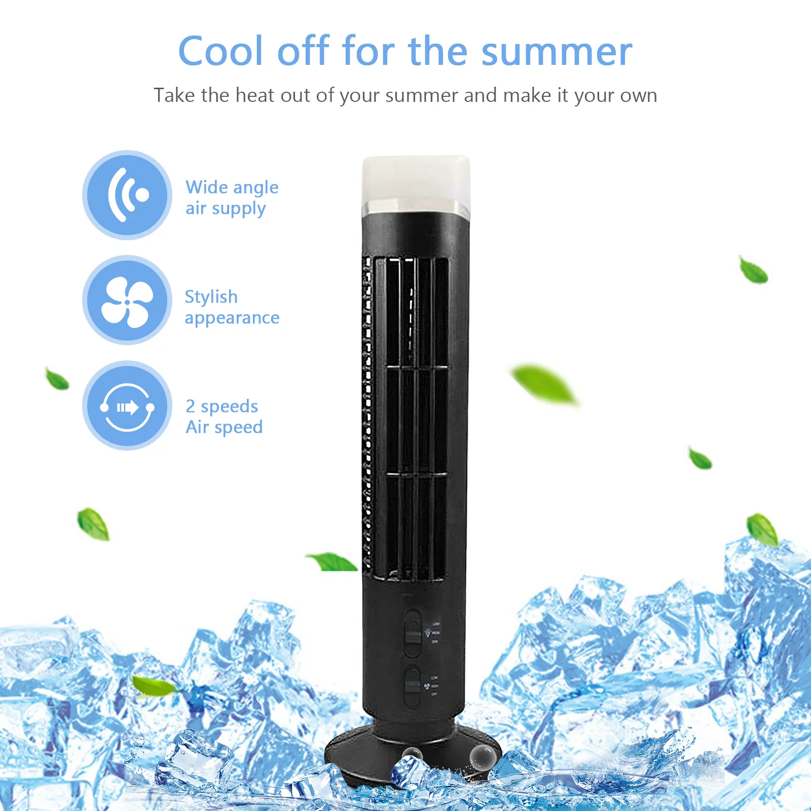 Vertical Fan Bladeless Air Cooler Tower Fans with Light USB Plug-in 2-speed Cooling Air Conditioner Desktop Fan for Home Office