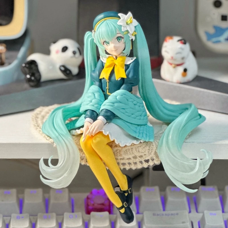 

14cm Original Furyu Hatsune Miku Lily Fairy Sitting Posture Instant Noodle Press Anime Figure Miku Kids Collectable Model Toy