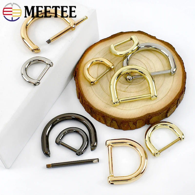 5/10Pcs Meetee 13/16/20/25mm Metal D Ring Buckles Removeable Screw Clasp Handbag Strap Decor Connect Hook Hang Buckle Accessory