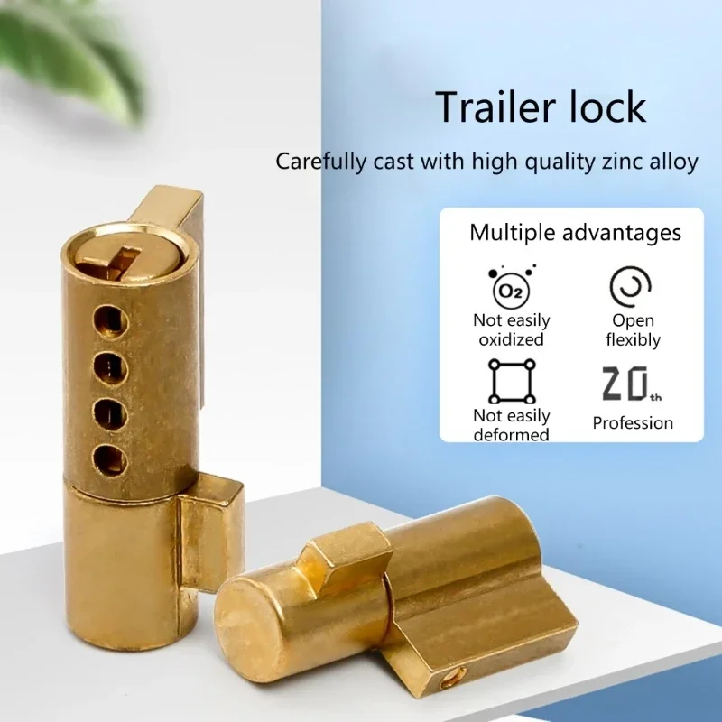 Anti-theft Trailer Coupling Hitch Lock with 2Keys Insertable Security for Caravans RVs Truck Boats Coupling Copper Lock Cylinder