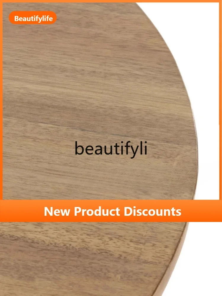 

X New Minimalist Living Room Solid Wood Round Dining Table Home Retro Restaurant Dining Table
