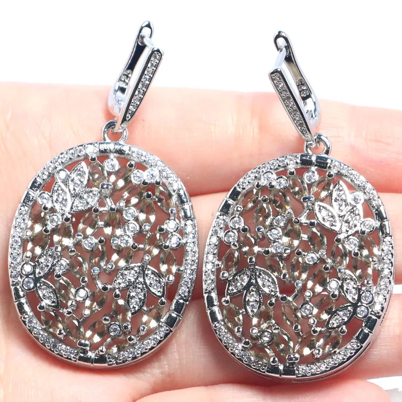 Buy 4 Get 1 Free 50x29mm Classic Long Big Heavy 21.1g Blue Turquoise Smoky Topaz White Sapphire White CZ Silver Earrings