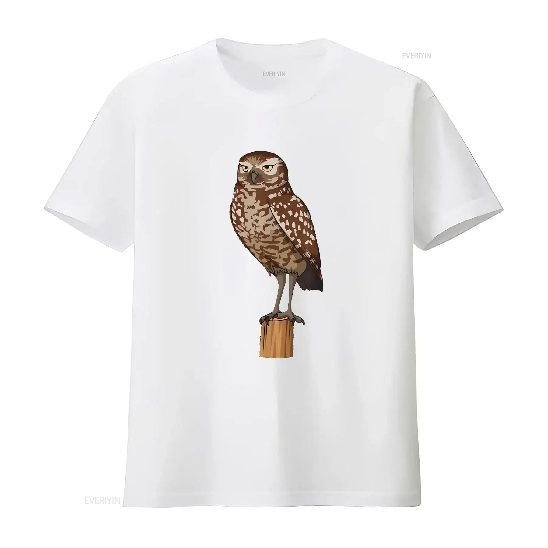 نتوء البومة على فرع شجرة واقعية تي شيرت خمر غسلها موضة عادية لينة للجنسين تنوعا تنفس قليلا