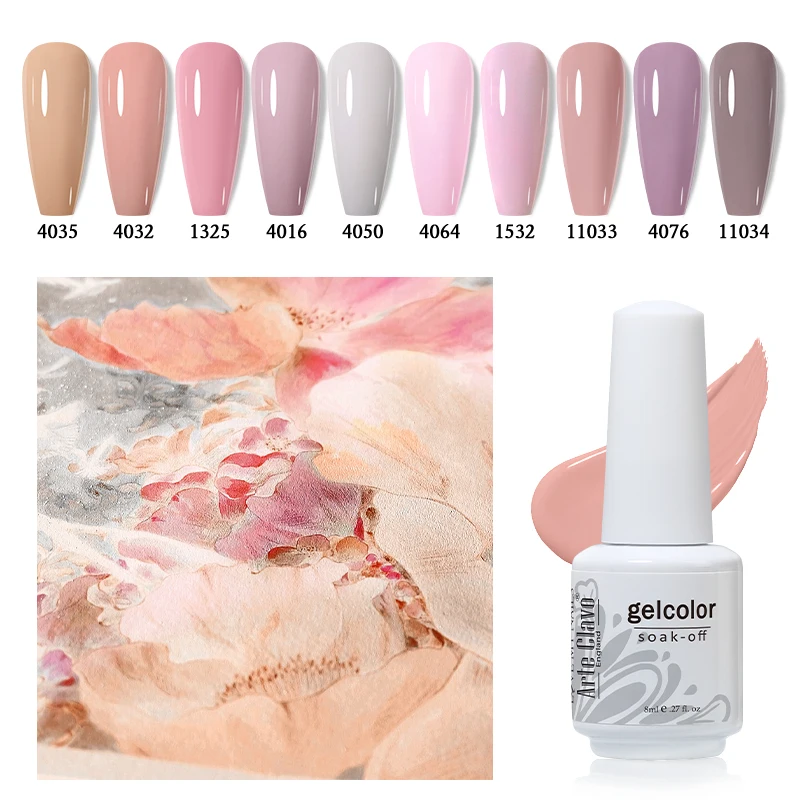 Arte Clavo 10 PCS Gel Unha Polonês Conjunto 4 Estações Soak Off UV LED Nail Art Gel Kit Manicure Semi Permanente Verniz Gel Híbrido 8ml