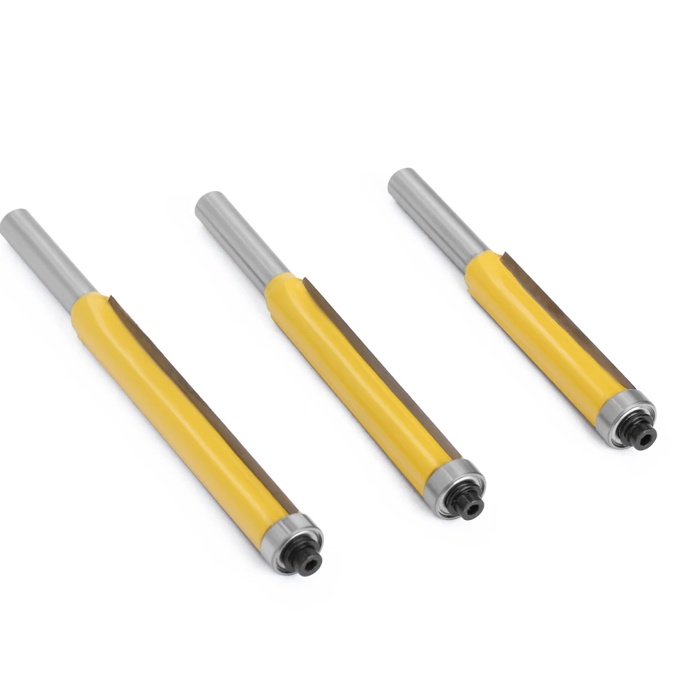 AURWOF 1PC Or 3PCS 8mm Shank Long Reach Flush Trim Router Bit Set Solid Carbide For Wood Deep Edge Trimming MC02017