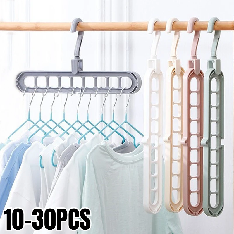 Rotating 9 Hole Clothes Hanger Foldable Space Saving Magic Rack with Non Slip Design for Scarf Tie Belt Towel Storage Home