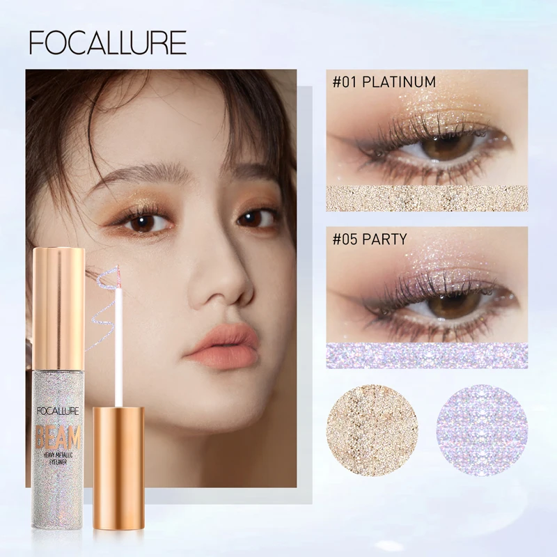 FOCALLURE 글리터 리퀴드 아이라이너 다이아몬드 아이섀도우 메이크업, 방수 5 색 반짝이 스팽글 아이 섀도우 스틱 뷰티 화장품