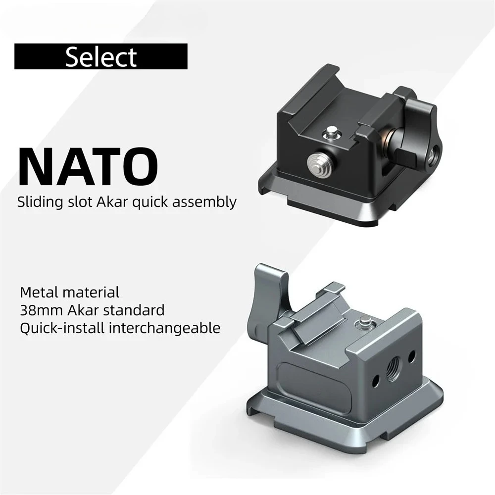 Metal NATO Clamp Quick Mount Adapter for DJI RS2/RS3/RS4/Mini Pro Camera Cage with Arca Base