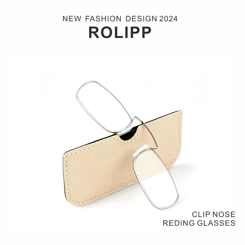 Portable Reading Glasses for Men Prescription Glasses Clip Nose with Out Temple Rectangle Metal with Case +1 1.5 2 2.5 3 - Image 2