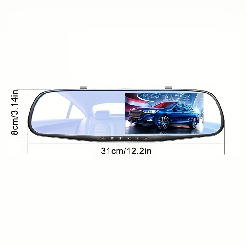 Multifunctional Dashcam | HD Wide-Angle Dual Recording, Rearview Mirror, Parking Assistance, Motion Detection