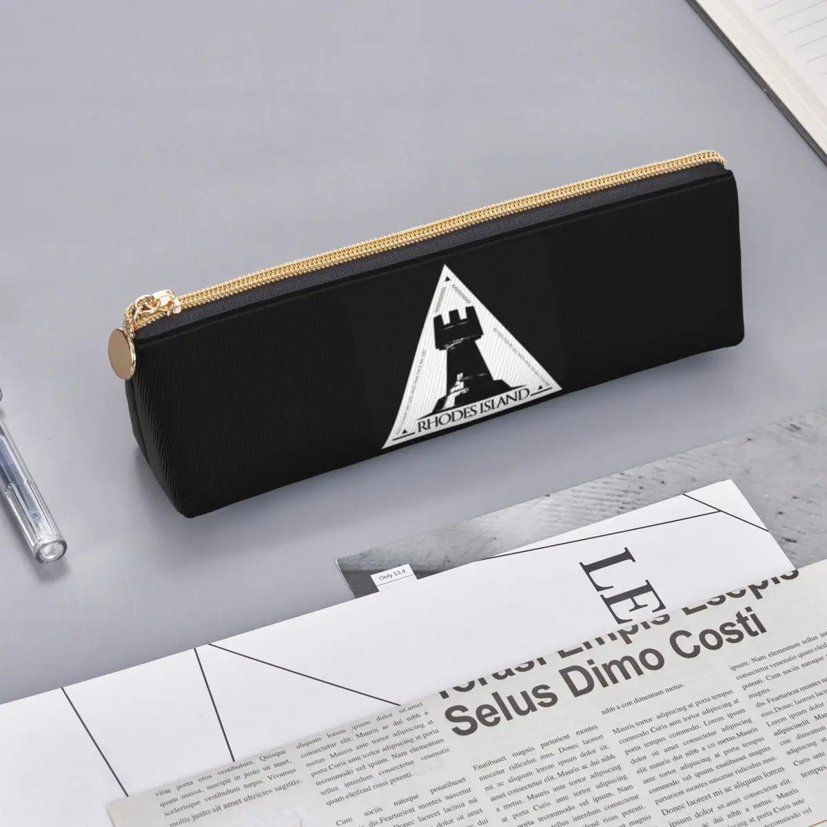 Estuche para lápices con emblema de la Isla de Rhodes de Arknights para Studen, caja para bolígrafos escolares, bolsa para lápices, suministros de papelería, bolsa porta bolígrafos