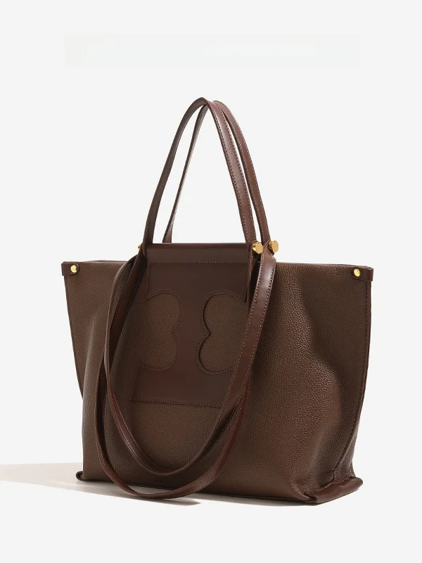 

CharlieKitty Women's Tote Bag Elegant British Style Soft Handle Leather Shoulder Bag Large Capacity Shopping Bag