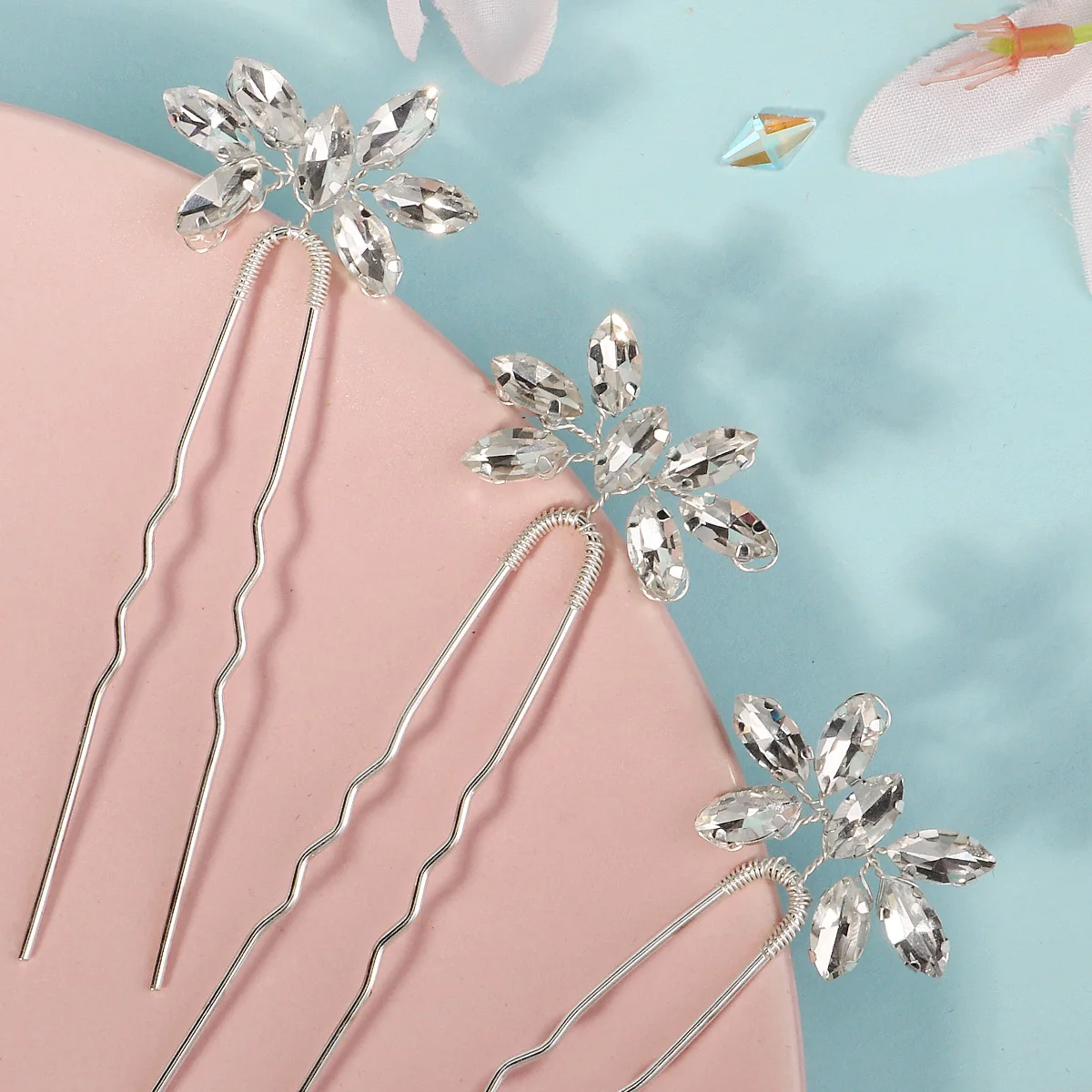 Crystal Hair Bridal Hairpins Accessories U-shaped Rhinestone Hair Jewelry Popular Handmade Wedding Hair Cilp And Hair Comb