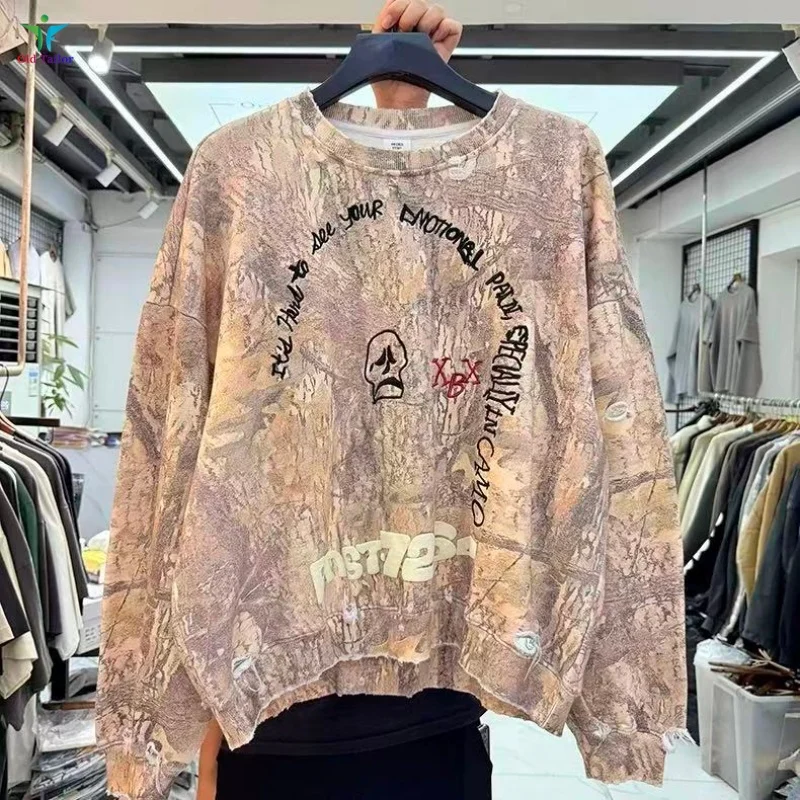 

Осень/зима, вышивка в стиле ретро, пенопластовый принт, камуфляж, отличительный хип-хоп, свободная посадка, мужские и женские толстовки с круглым вырезом