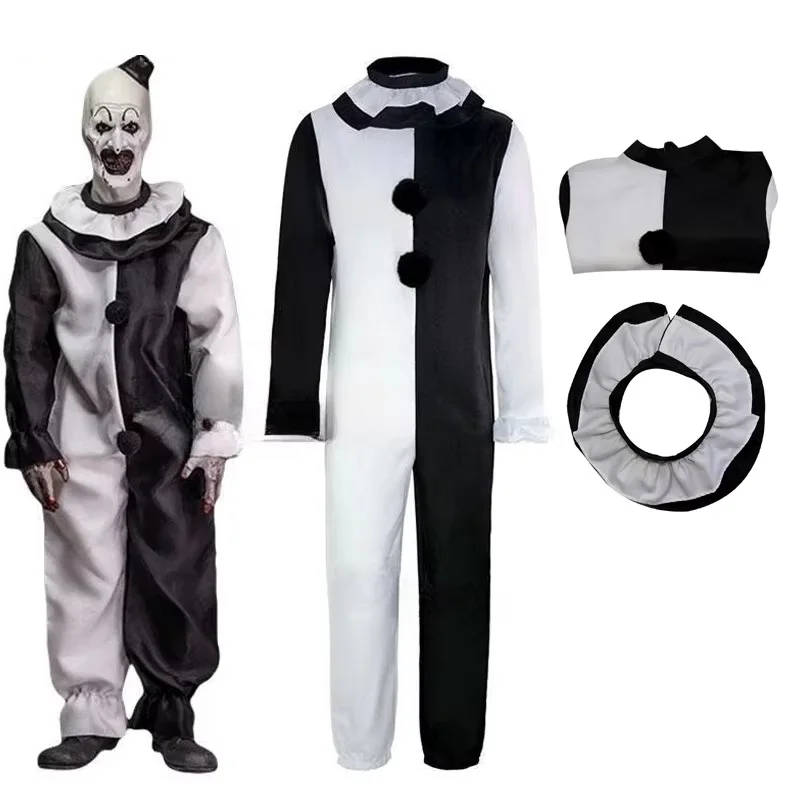 Art The Clown Cosplay Movie Terrifier 2 Art The Clown Cosplay Costume Jumpsuit Mask Halloween Costumes Mask for Men Women