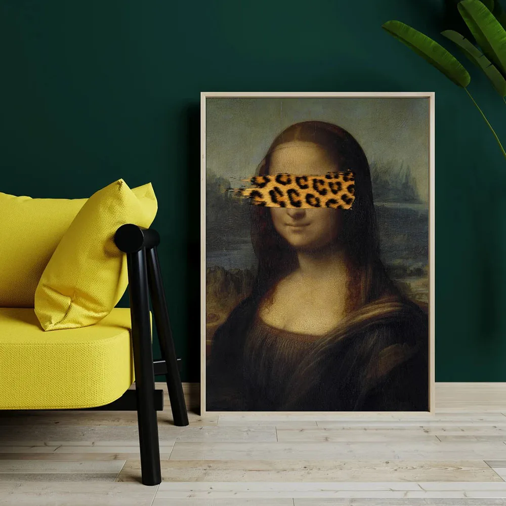 Girl with Pearl Earring Destroyed Leopard Brush, Altered Art Print, Renaissance Painting, Rococo art, Funny Classic Poster