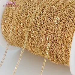 Cadena de collar fino de latón chapado en oro de 1 metro, 14K, para hacer joyería DIY, cadenas planas O, accesorios