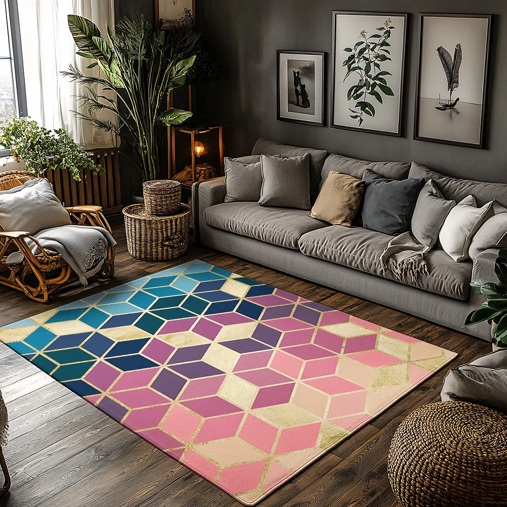 

Стильный ковер, моющийся, нескользящий, современный, абстрактный, геометрический, ковер для гостиной, спальни, напольный коврик, домашний декор, домашний уличный ковер