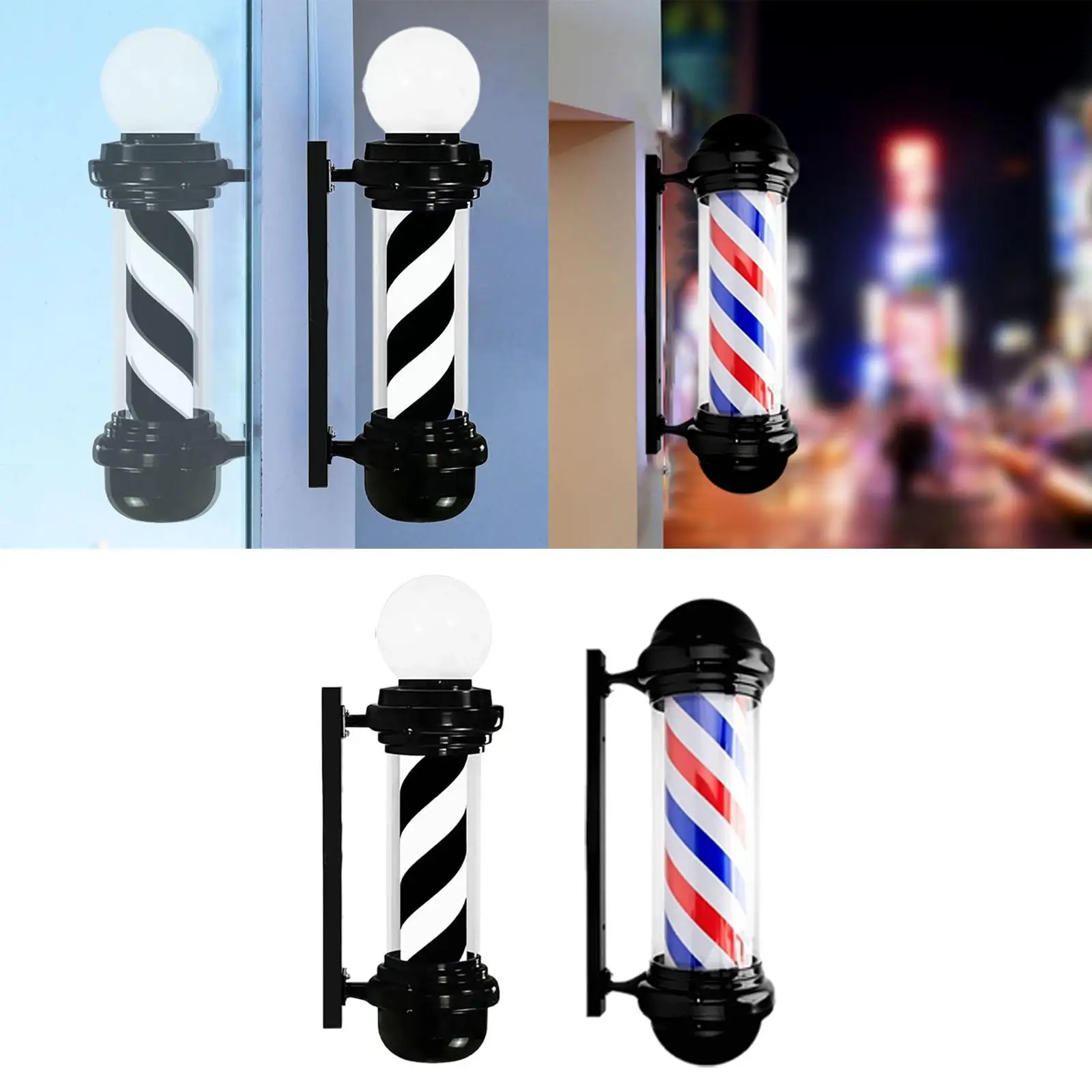 Barber Pole Light Waterproof Hairdressing Nightlight Easy Installation Vintage Design Wall Mounted Salon Sign for Outdoor Indoor