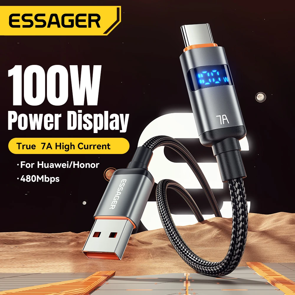 Essager 7A USB Type C Cable For iPhone 15 Pro Max 100W/88W Fast Charging USB C Cord Cable For Xiaomi Huawei Honor OPPO Oneplus