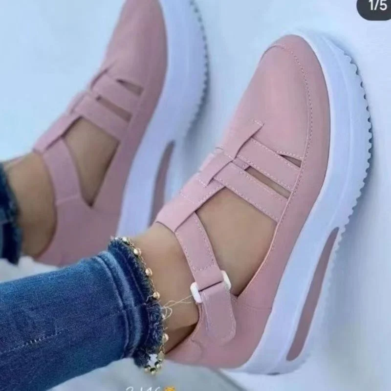 Zapatos Deportivos informales con cuña de malla transpirable para mujer, zapatillas vulcanizadas antideslizantes con plataforma, talla grande 43, novedad de verano, 2024