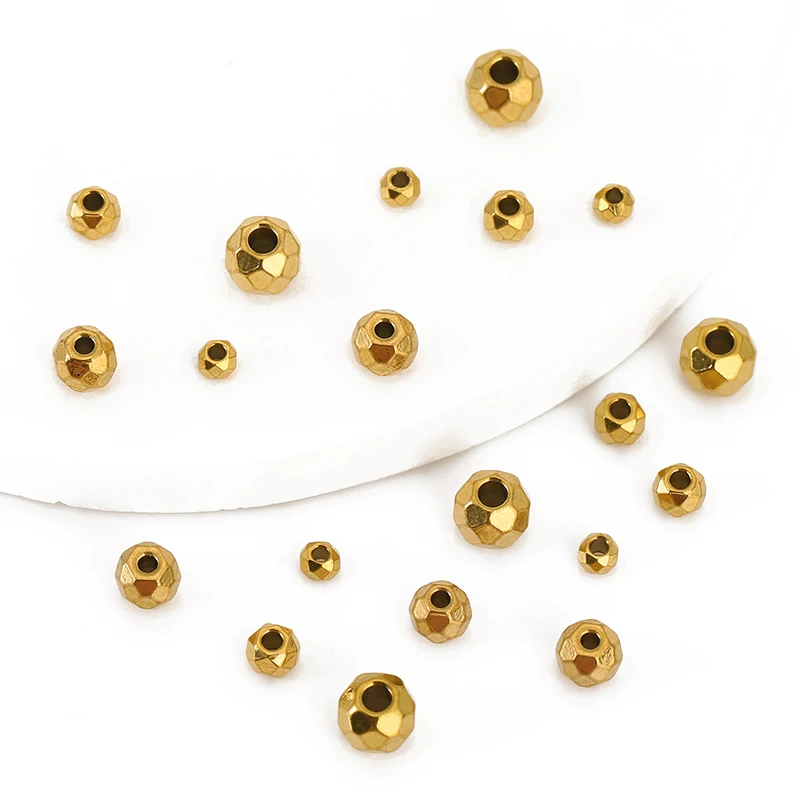 

30pcs/lot Stainless Steel Gold Plated 3/4/5/6mm Round Shape Spacer Beads for DIY Necklace Bracelet Jewelry Making Accessories