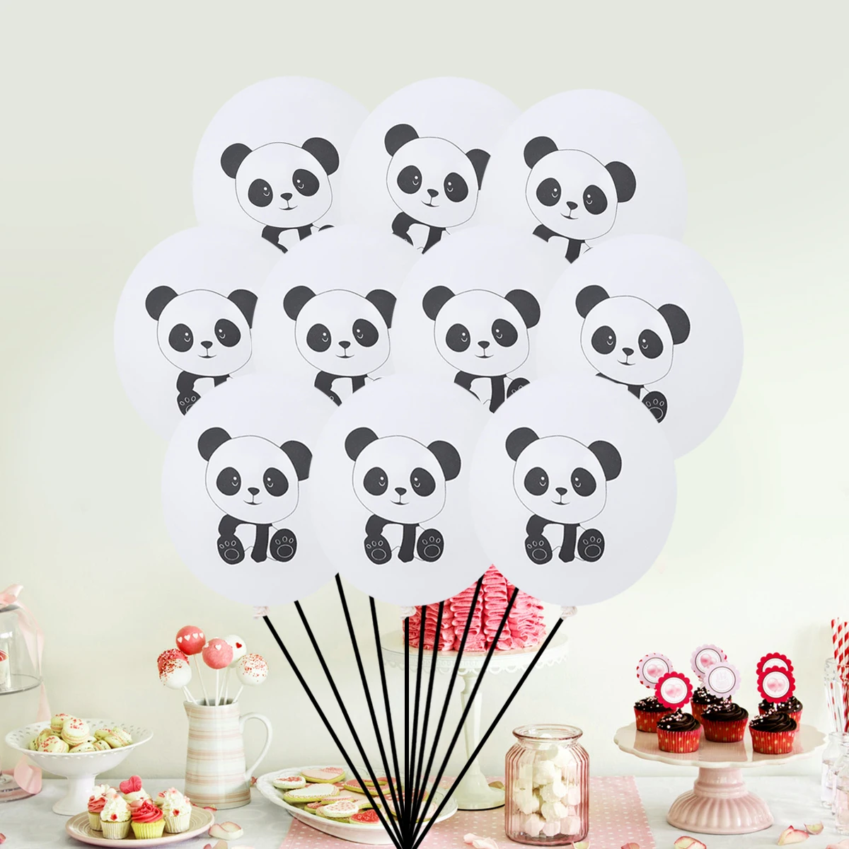 

11pcs 12Inch Panda Latex For Party Birthday Wedding Decoration Printed Balloons Reusable Air Helium Fillable Balloons For