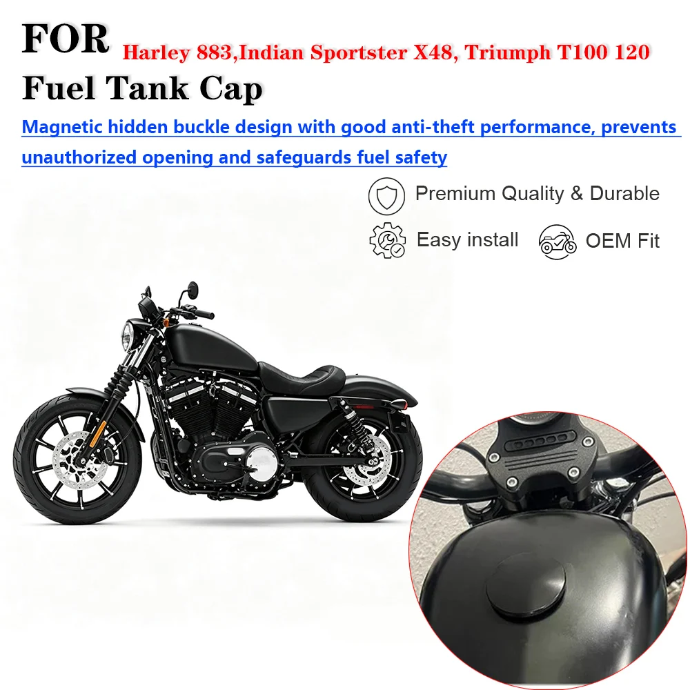 Magnetic Hidden Buckle Anti-Theft Fuel Tank Cap Modification Accessories For Harley 883, Indian, Sportster X48, Triumph T100 120