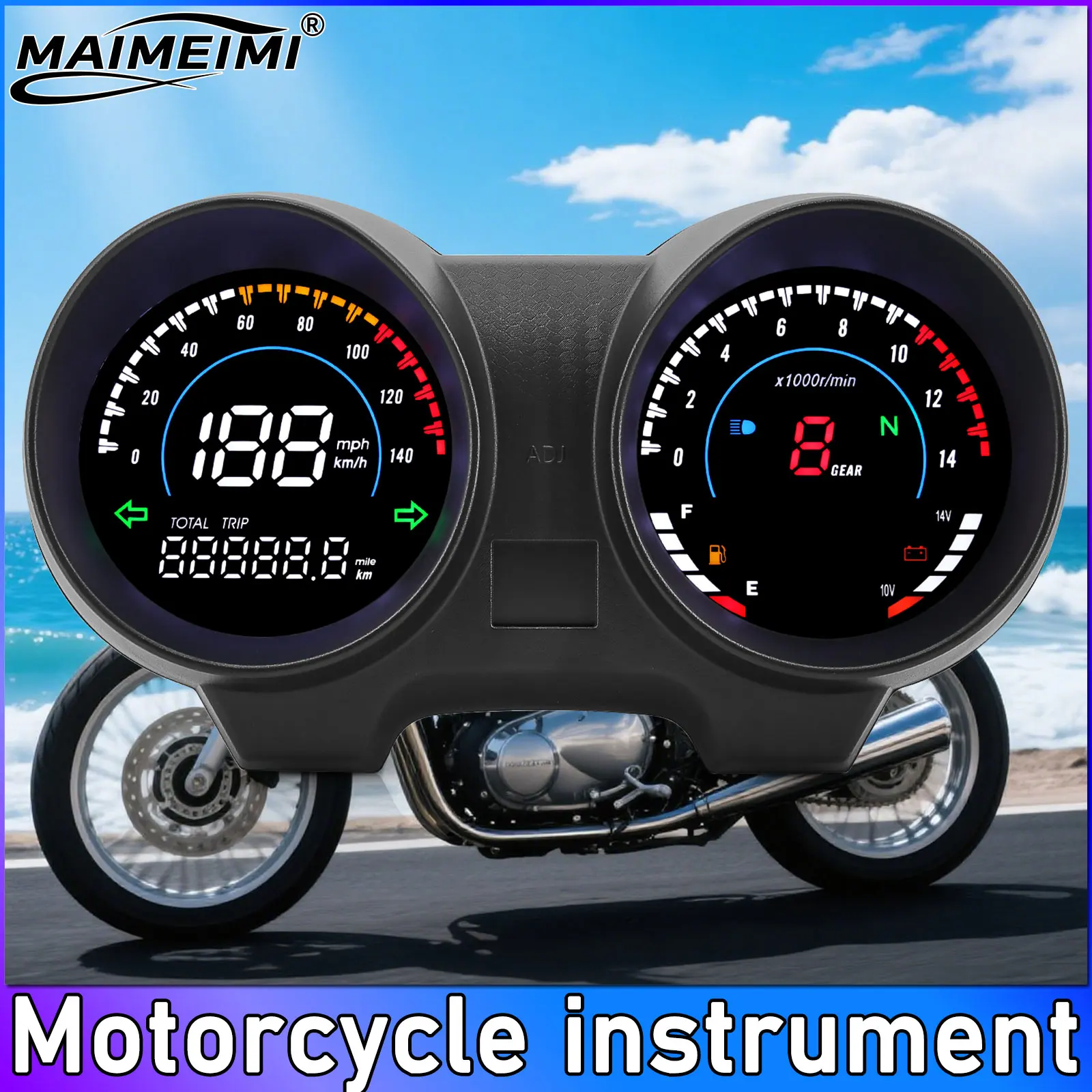 

Светодиодный цифровой тахометр приборной панели мотоцикла, 15000 об/мин, измеритель скорости KMH MPH, спидометр для Бразилии TITAN 150 для Honda CG150 Fan15