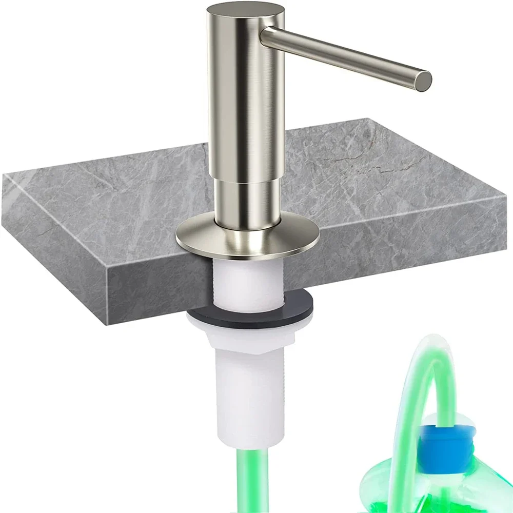 

Kitchen Sink Soap Dispenser 100cm Tube & 500ml Bottle Built-in Pump Liquid Detergent Dish Dispenser Stainless Steel Hand Press