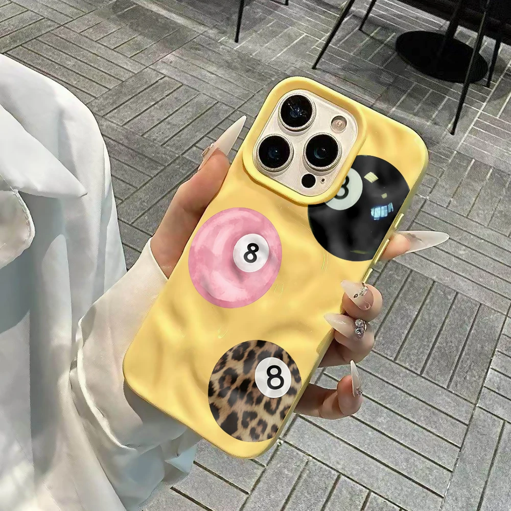 Billard Nr. 8 Glücksbringer-Muster Handyhülle für iPhone 17 16 15 14 13 12 11 Pro Max 14 Plus 17Air Falten-Wellen Weiche Silikonhülle – Detail 5
