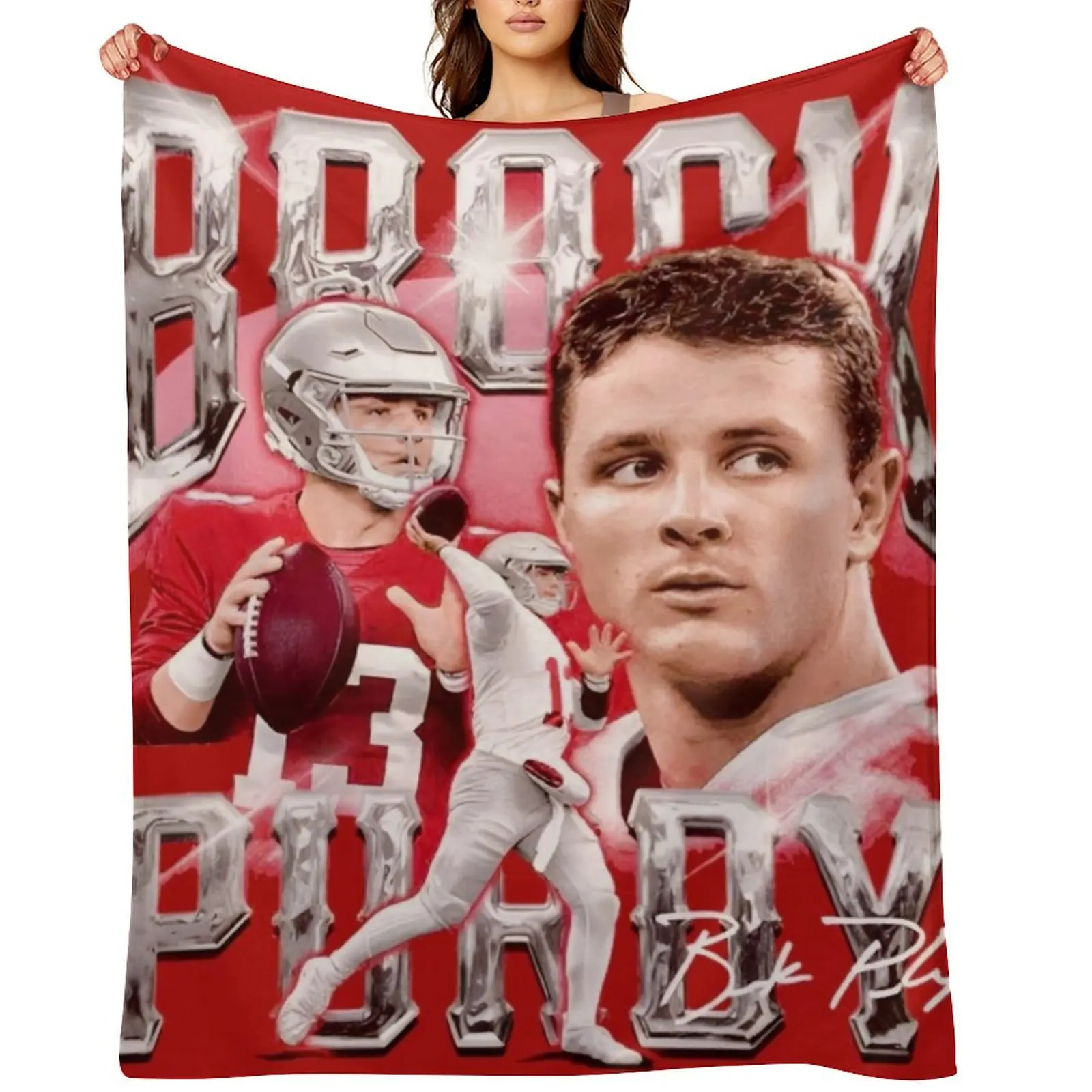 

Brock Purdy Throw Blanket Single Decorative Sofas Travel Furrys Blankets