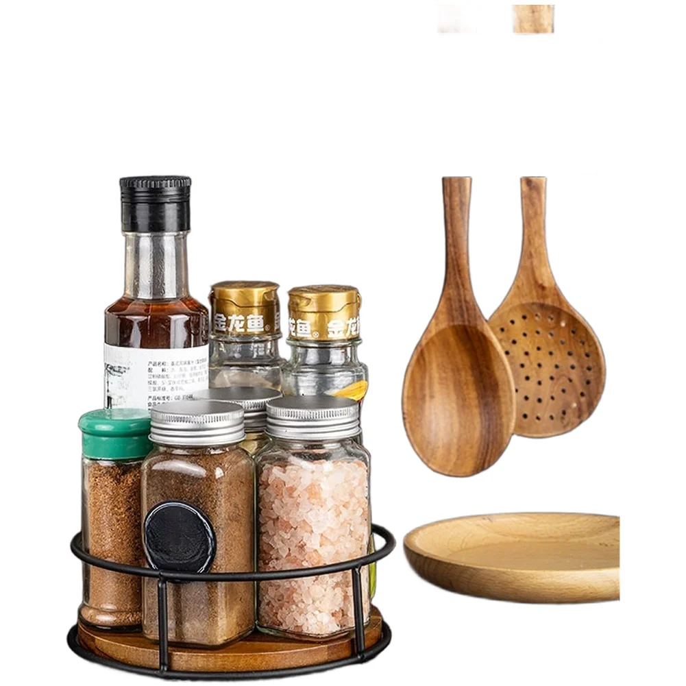 Wooden Rotating Tray Turntable Organizer 360 Degree Spin For Kitchen Spice Bottle Makeup Cosmetic Desktop Storage Rack