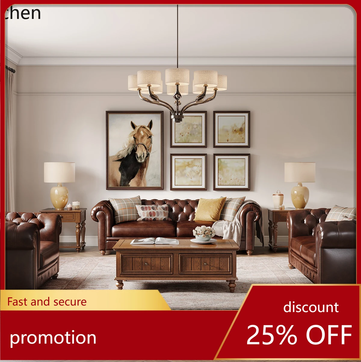 

HXL Solid Wood Genuine Leather Sofa Living Room Straight Row Combination Top Layer Cowhide Sofa