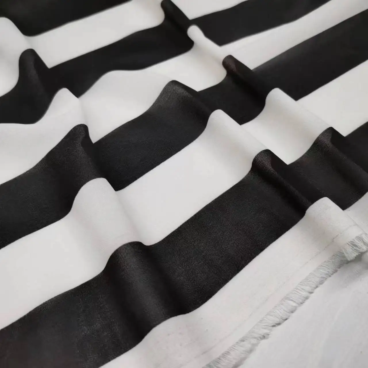 Wide Stripe Chiffon Dress Shirt Fabric 4CM Black White Streak Scarf DIY Sewing Material