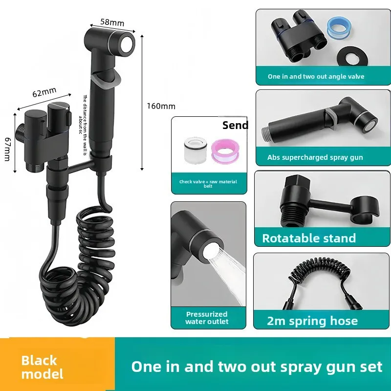 Toilet Companion Spray Gun, One In Two Out Faucet, Angle Valve, Water Gun, High Pressure Toilet Water Distribution Valve, Toilet