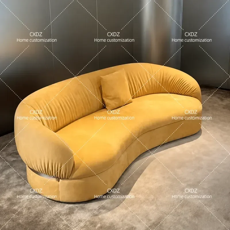 Minimalist Armless Sofa Nordic Light Luxury Curved Multi Person Couch for Large Living Room Villa Apartment Floor Seating