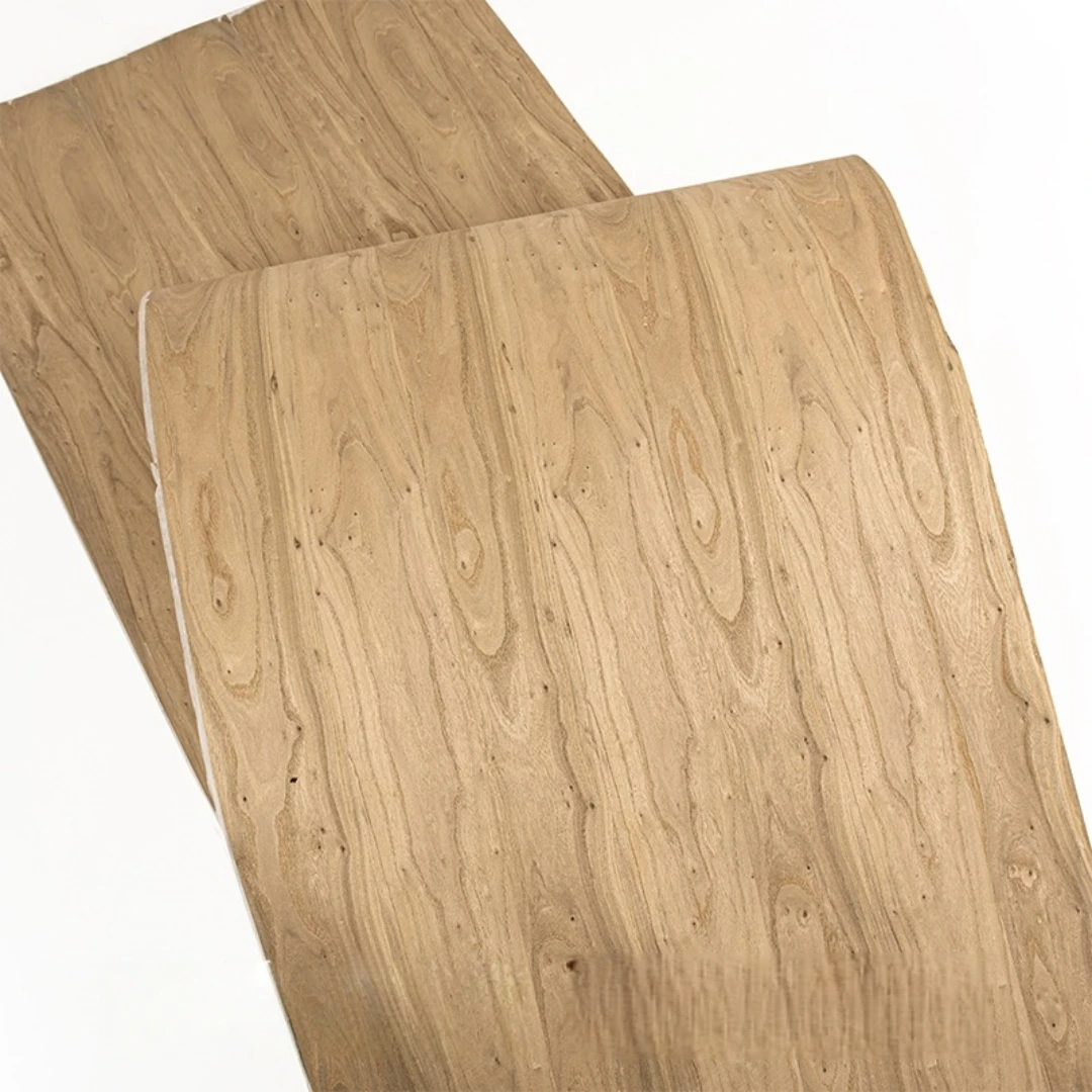 

58x250cm Vintage Rustic Natural Elm Grain Knot Wood Veneer for Furniture Panels Wall Decoration Interior Projects