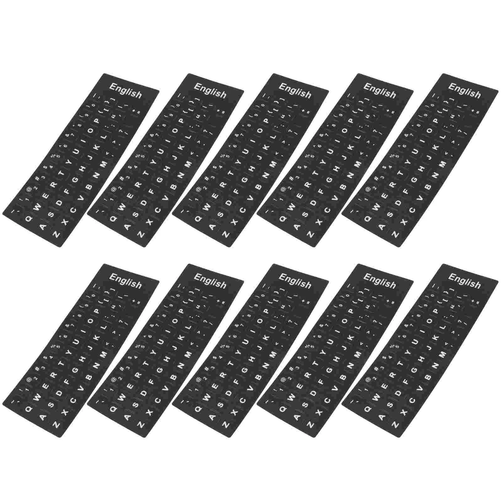 

10 Sheets Keyboard Stickers Computer Universal English Language Letter 65% Percent Replacement Pvc