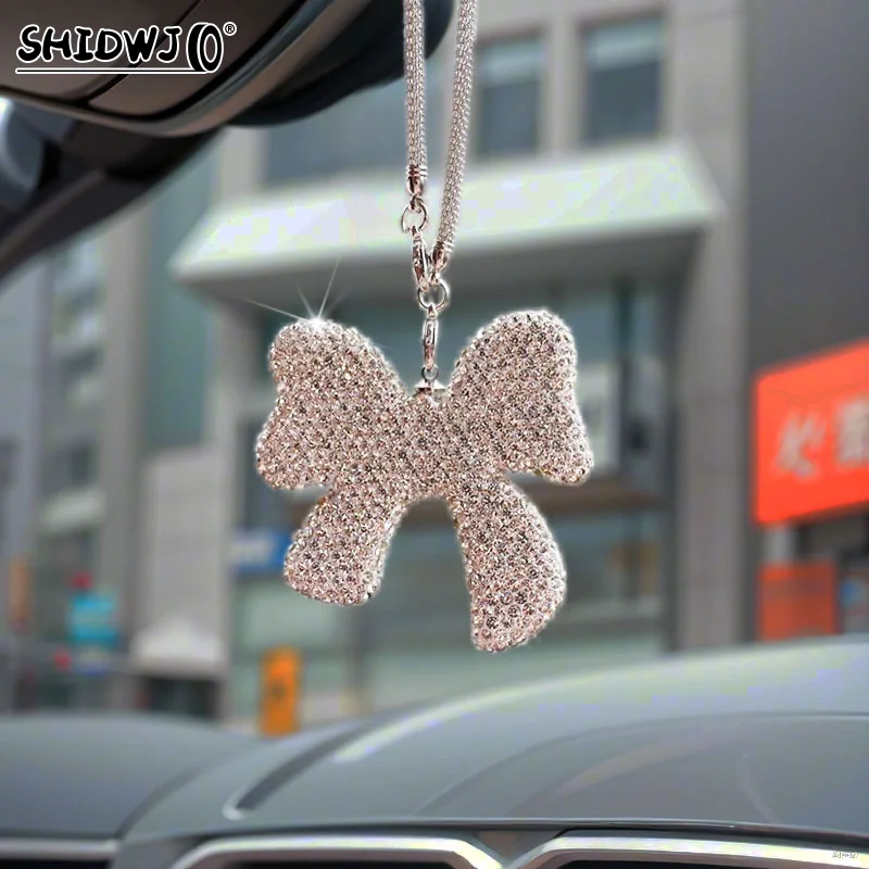

1PC Rhinestone Letter Car Rearview Mirror Pendant Crystal Car Decoration Bling Accessory Dangling Creative Shiny Charm