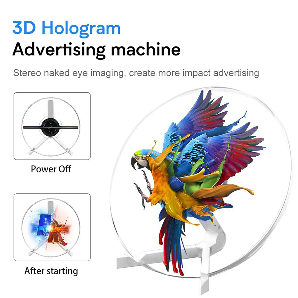 Mini 3D Hologram Projector Desktop Model Fan LED Sign Holographic Player Support Image Video SD Card Shop Bar Advertising Light