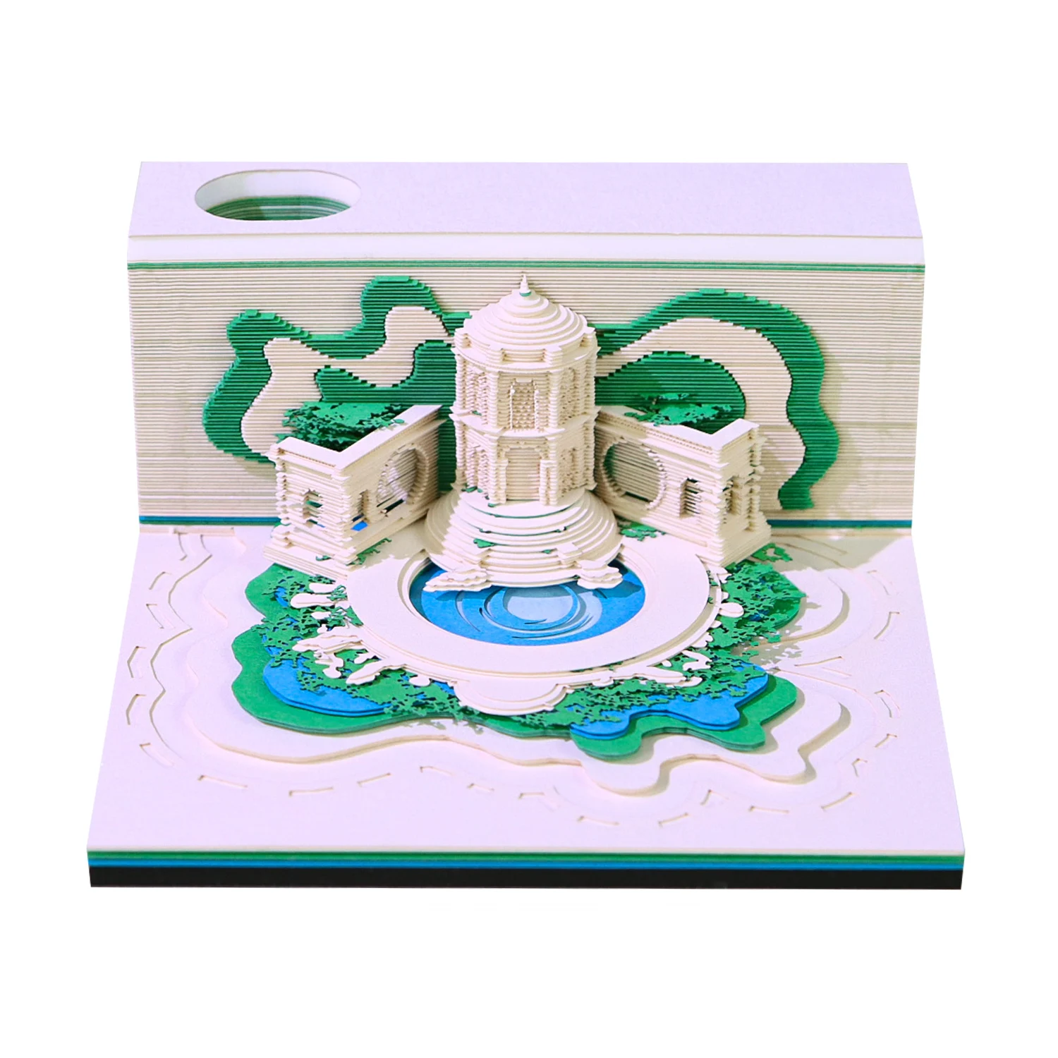 3D Notepad Oasis Garden Memo Pad Pen Holder 3D Block Note Paper Crafts Desk Accessories 3D Memo Pads Paper Art Novel Gift