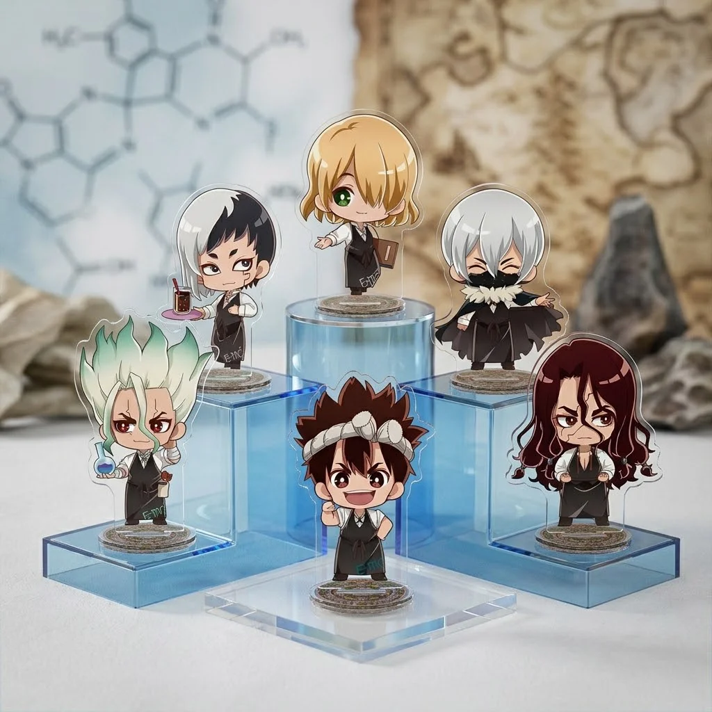 Anime Dr.STONE Acrylic Stand Keychain 10CM Chibi Style Ishigami Senku Saionji Ukyo Asagiri Gen Desktop Ornament Fan Collectibles