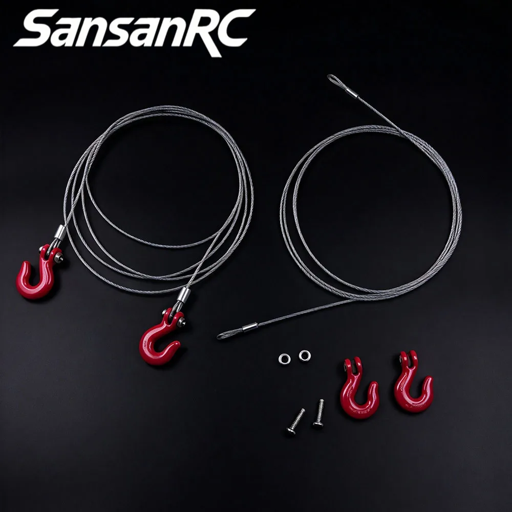 SansanRC Trailer Chain Rope with Tow Hook Recovery Tool for 1/10 RC Car Truck Crawler Axial SCX10 Accessories Upgrade Parts