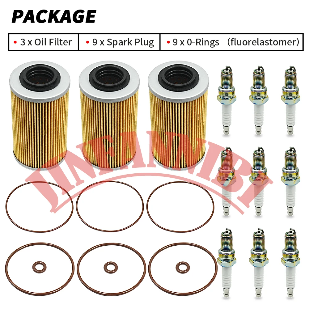 3pcs Oil Filter Replacement Kit & Spark Plug For Sea-Doo GTI 130 GTI 155 2007-2012 2013 2014 2015 2016 2017