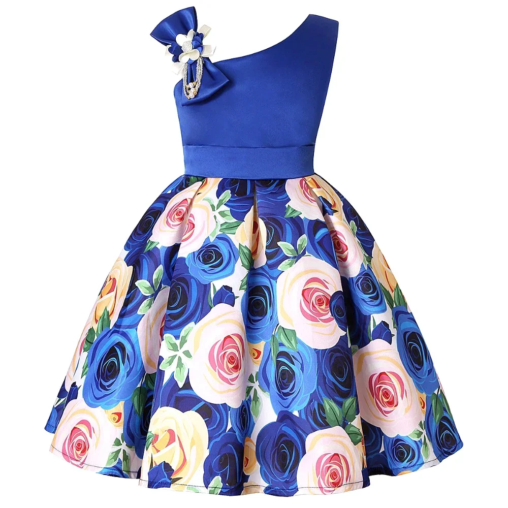 

Summer Kids Flower Dresses for Girls Christmas Children Clothing Dress Princess Brithday Wedding Party Baby Girl Dress With Bow