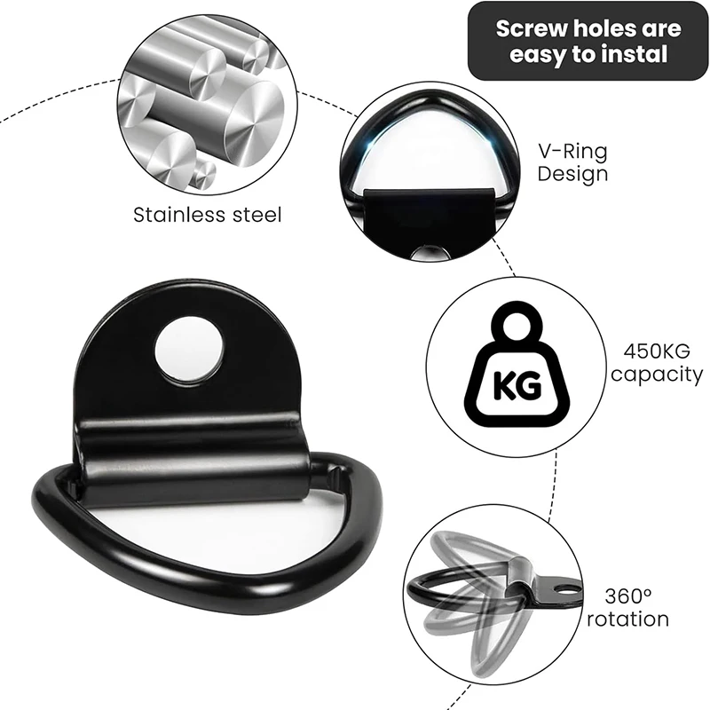 Hook V-shaped D-pull Ring Metal Hooks Truck Trailer Car Compartment Triangular Rope Hook Cargo Fastening Anchor