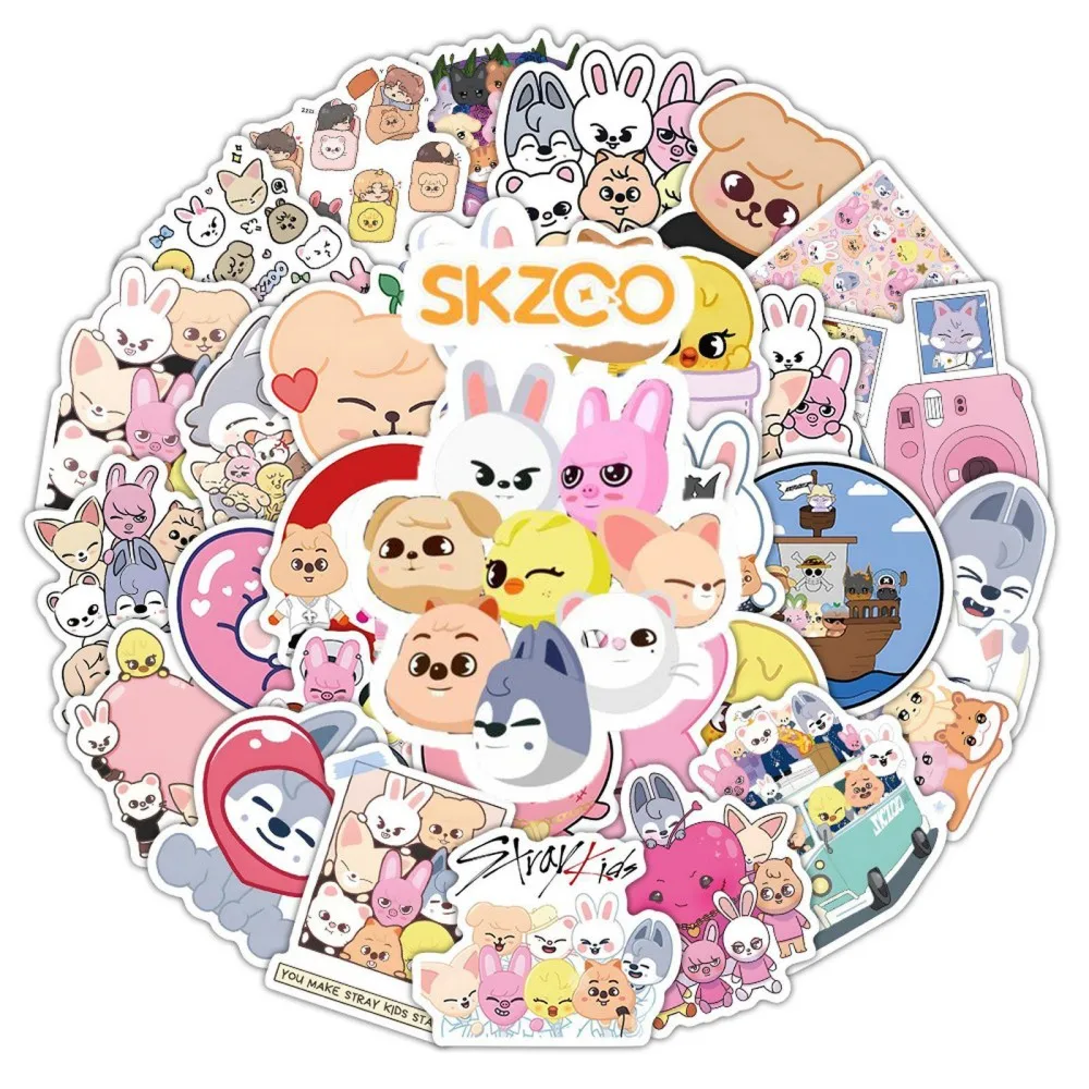 

50 шт. наклеек Stray Kids SKZOO: забавные мультяшные животные для декора рабочего стола, телефона, дневника. Водонепроницаемые стикеры.