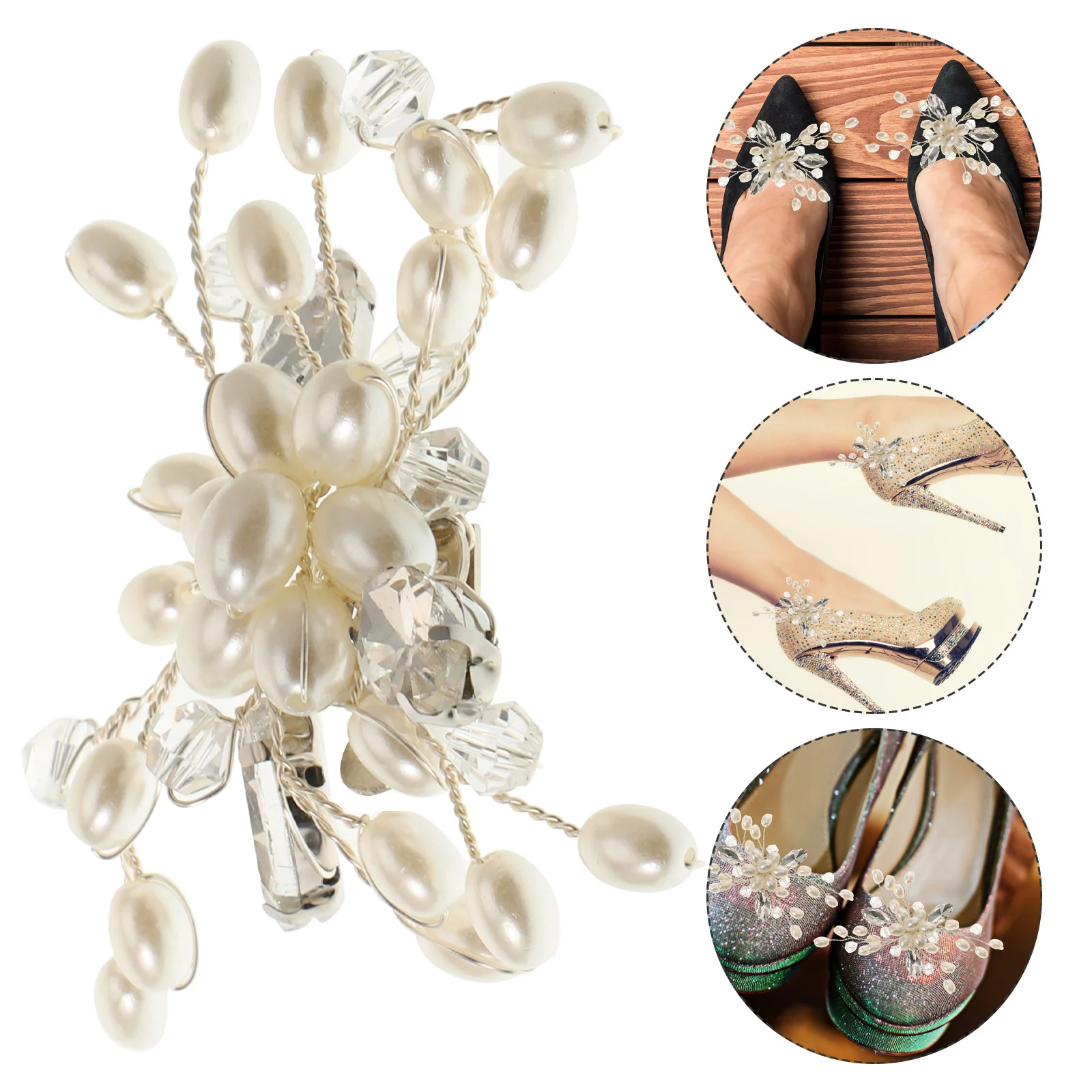 

1Pair Crystal Shoe Buckle Clips Rhinestone Pearl Decor for Women DIY Shoe Decoration Handbag Hat Scarf Blazer Brooch Sparkling